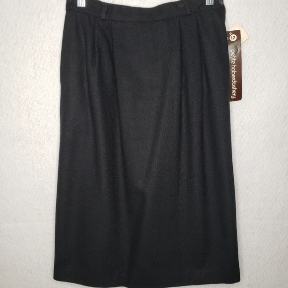 Vintage Haberdashery Leslie Fay Black Wool Blend Skirt Size 12 Petite NOS - Picture 1 of 9